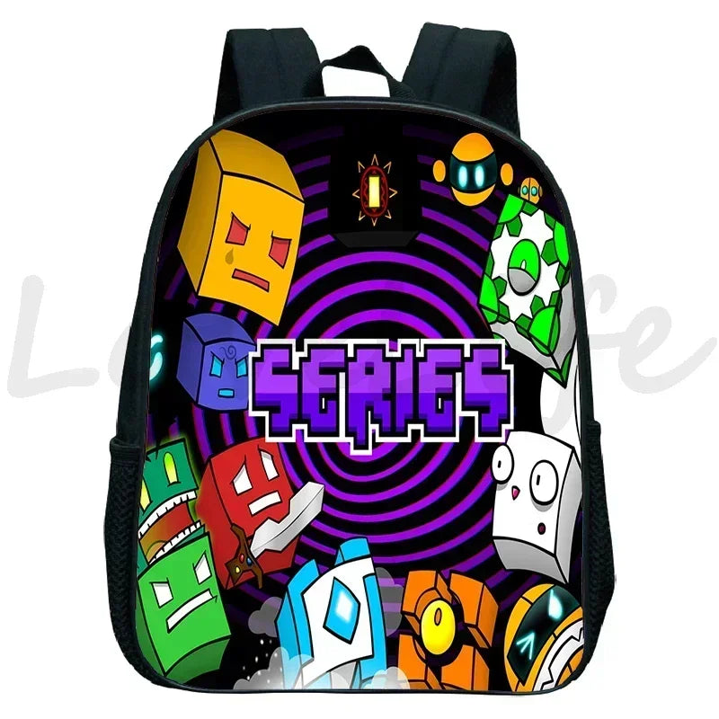 Children Backpack Anime Small Bookbag Kids Cartoon School Bags  Angry Geometry Dash Kindergarten Backpacks Boys Girls Rucksack