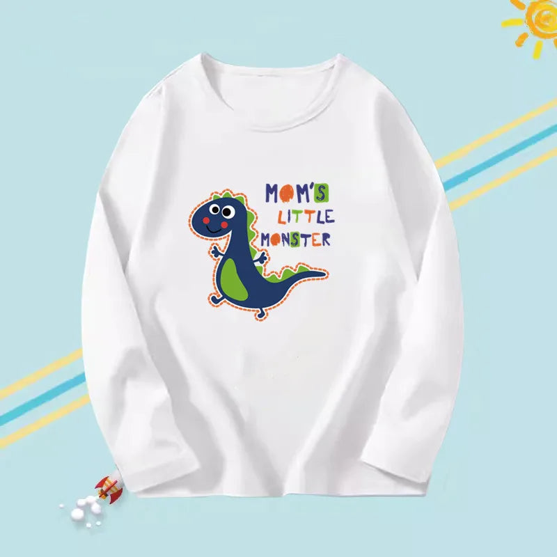 Kids Long Sleeve T-shirts Casual Boy Spring Autumn Base Tee Tops Big Boy Music Fashion T-shirts