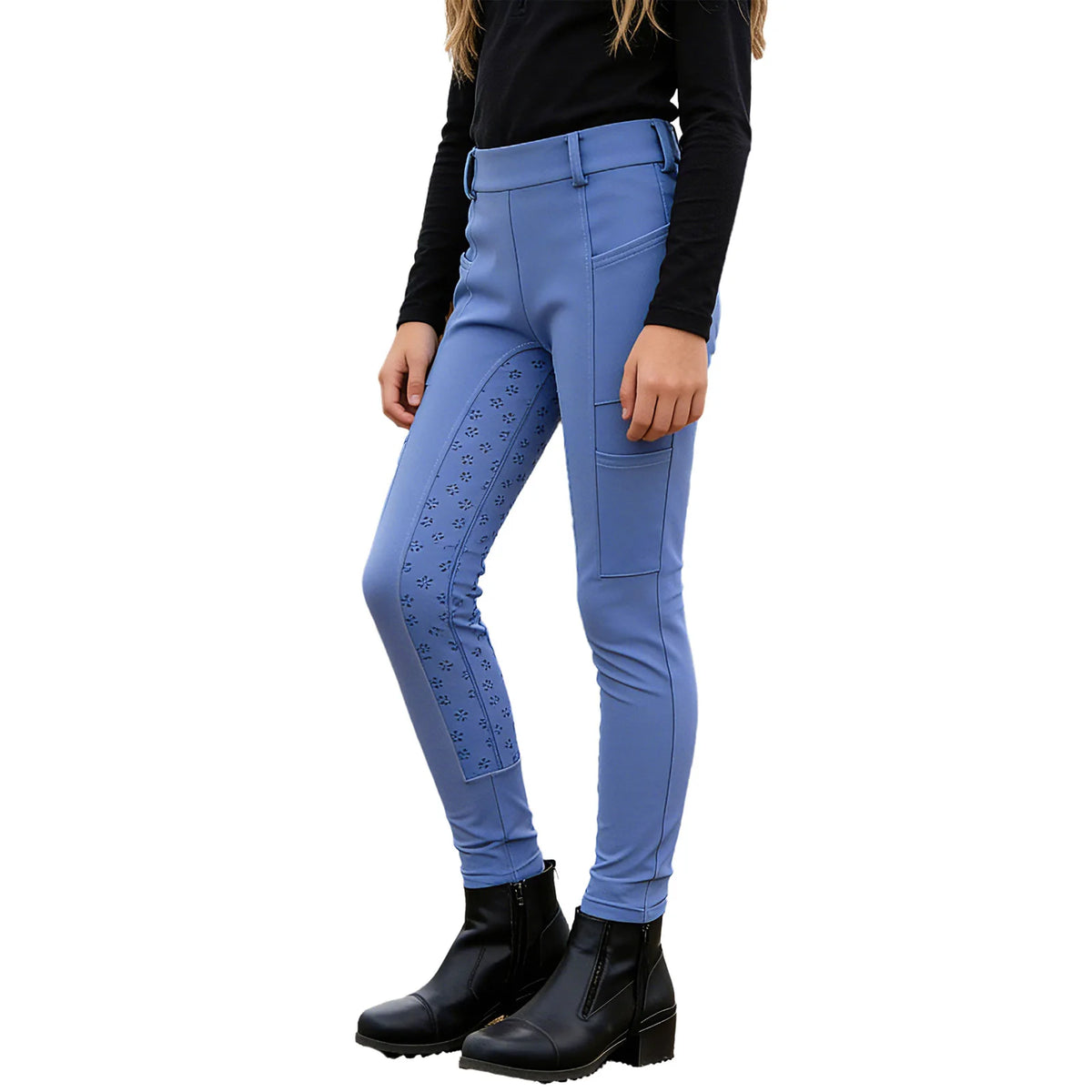 Kids Boys Girls Horse Riding Pants Sports Anti-slip Full Seat Equestrian Breeches Leggings with Multiple Pockets Outdoor Workout