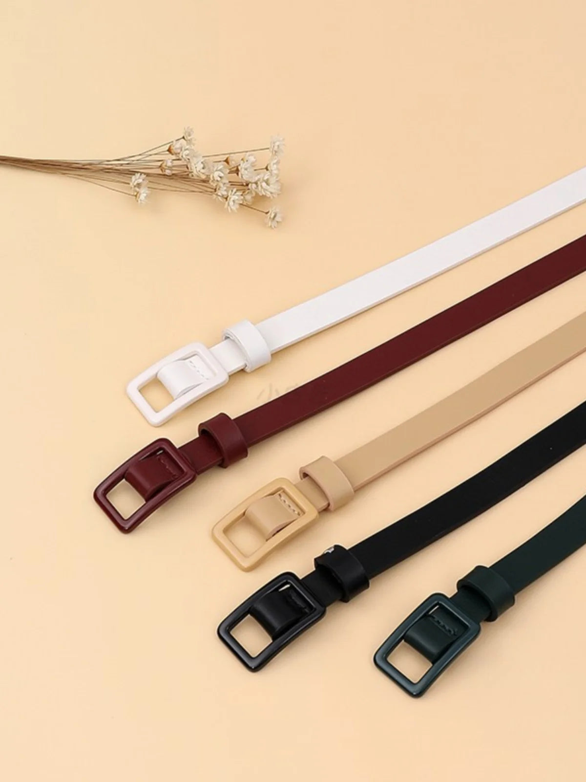 Fashion Belts for Women Metal Buckle Waist Belt Knotted Thin Belts for Jeans Dress Leather Belt Adjust Skinny Waistband