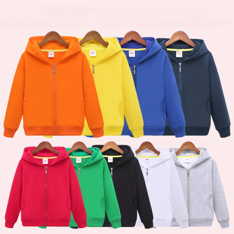 Boys Girls Hoodies Casual Zipper Outerwear Spring Autumn Long Sleeve Teen Hooded Sweatshirt School Kids Tops Clothes Sprotswear