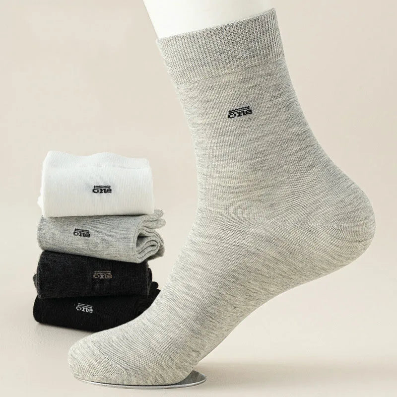5 Pairs Socks For Men Set Autumn And Winter Plain Color Breathable Sweat Absorbing Versatile Sock Fashionable Funny Simple Trend