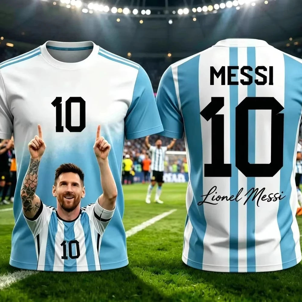 2026 Kid Tee Messi Style Summer 3D Printable Clothing Football Jersey T-shirt Loose and Comfortable Suitable Sports Wearing