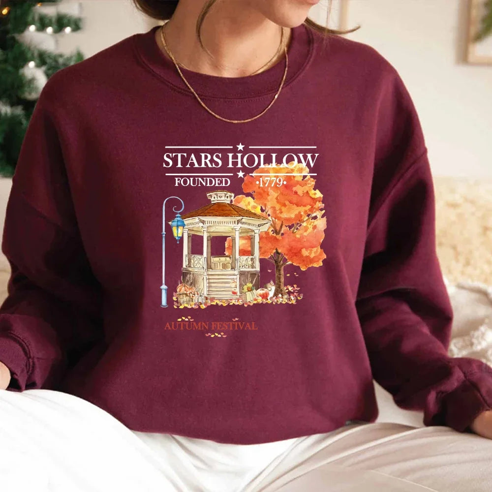 Stars Hollow Fall Crewneck Sweatshirt TV Show Inspired Hoodies Harajuku Graphic Hoodie Streetwear Women Top Unisex Sweatshirts