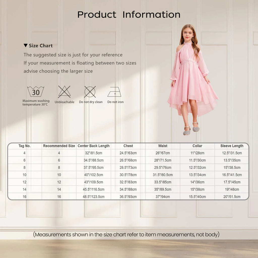 Kids Girls Elegant Party Dress Halter Off-shoulder High Waist Ruffled Chiffon Dresses Wedding Birthday Pageant Evening Prom Gown