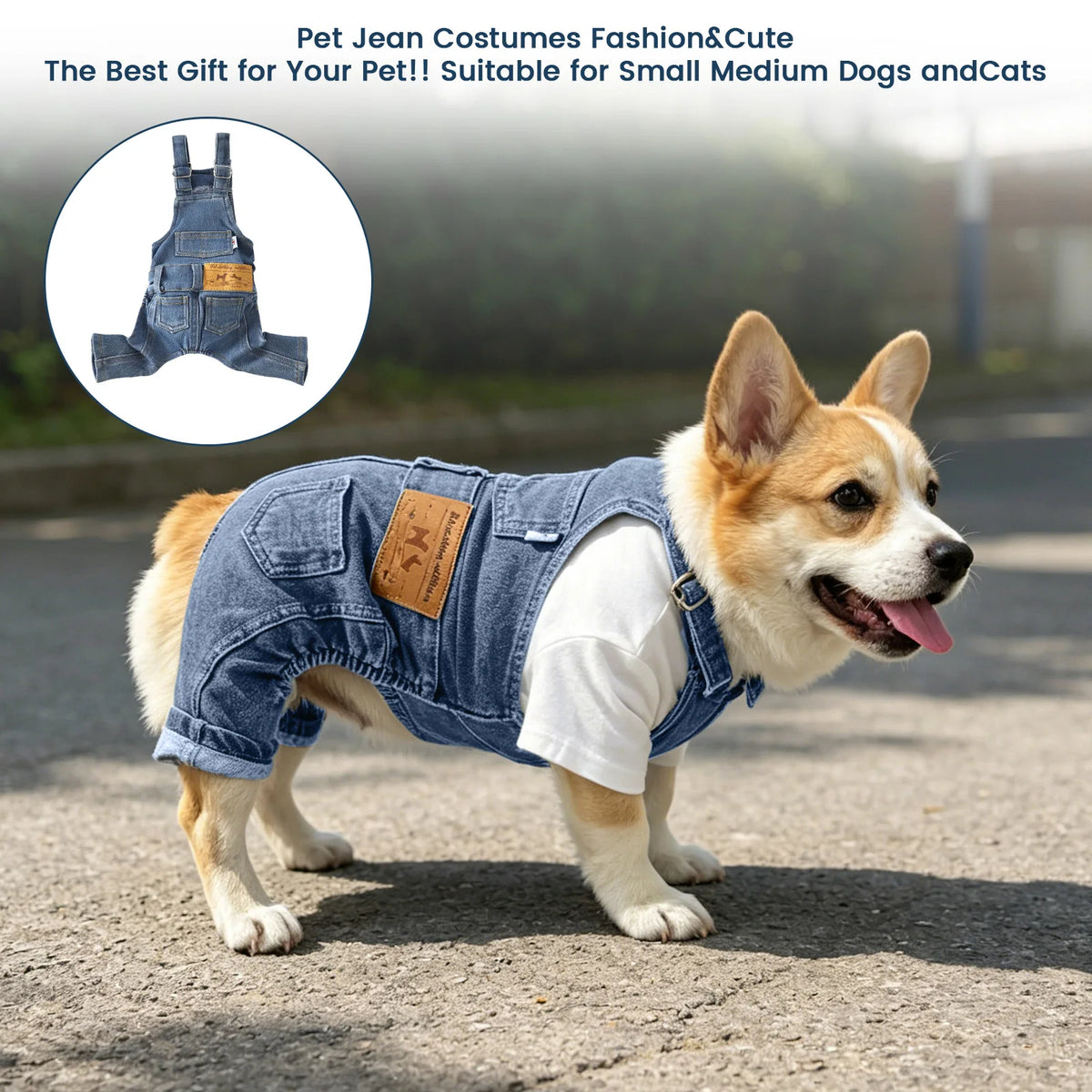 Fashion Pet Clothes Spring Autumn Lightweight Dog Clothing Breathable Denim Dog Overalls Stylish Outfit for Small Dogs