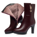 2026 Women Boots Waterproof Anti-Slip Women's Shoes High-heeled Fleece Lined Warm Fashion Boots Cold Resistant Breathable Winter
