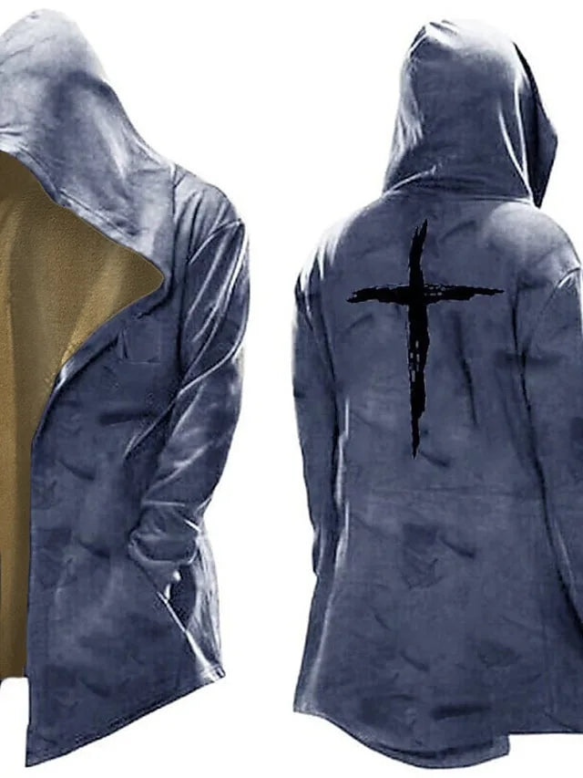 New style hoodie2025Cross-border European and American Style Men's Hoodie Cardigan Tough Guy No Zipper Printed Halloween Hooded