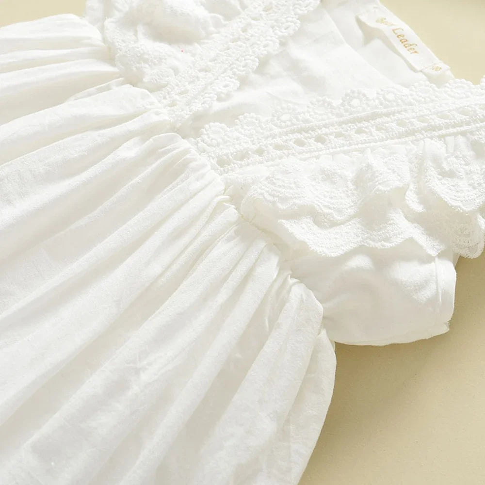 Kids Girls Dresses 2026 New Summer Lace Princess Dresses Children Solid Color Clothing Baby Wedding Party Vestidos