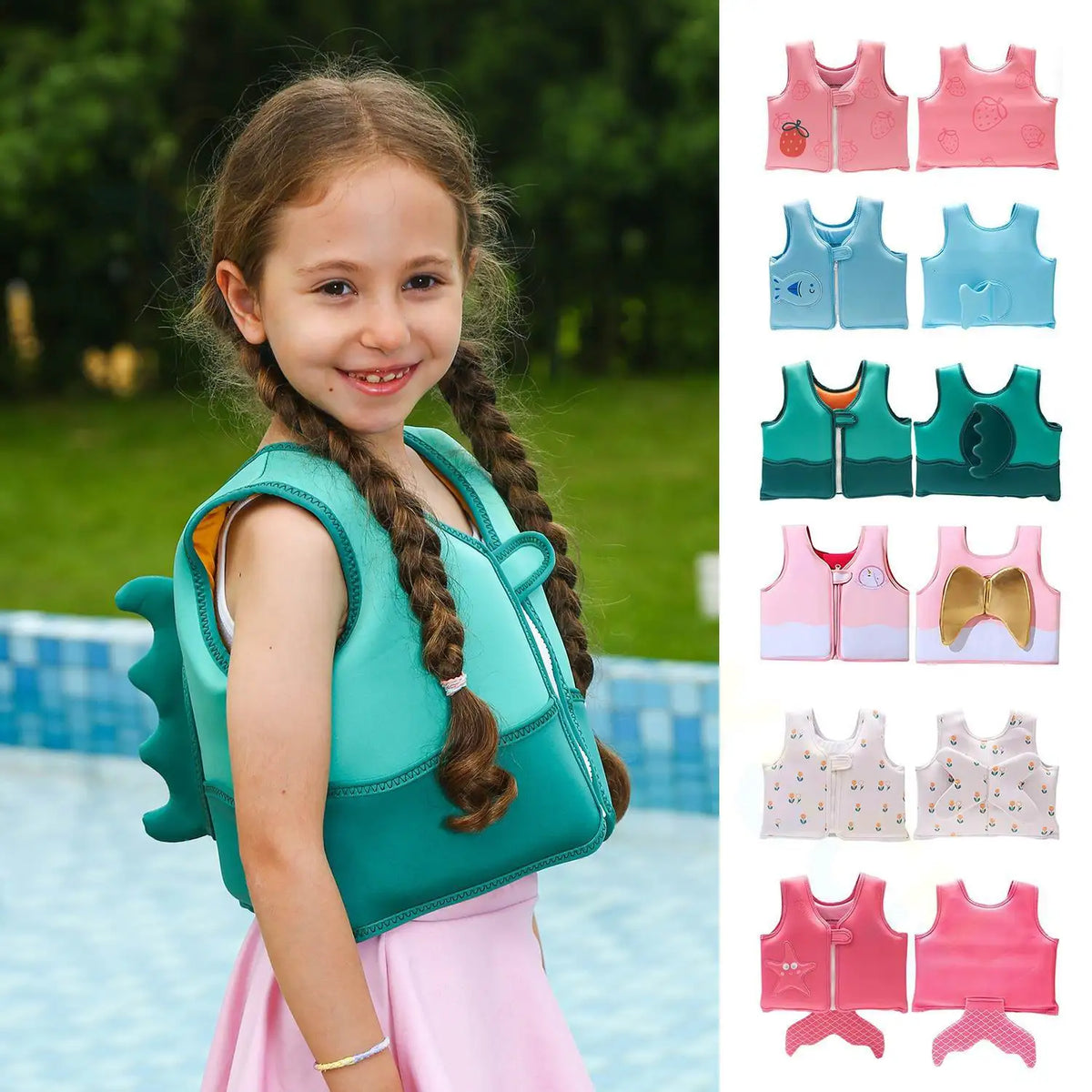 Girls Boys Swim Vest Toddler Baby Life Jackets For Kids swimming Activities Beginner Swimmer Floating Aid