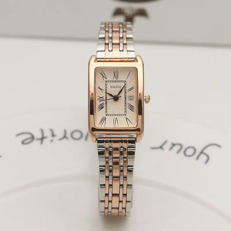 Women Quartz Watch Luxury Fashion Square Sliver Case Band Roman Numerals Dial Female Watches Niche New Ladies Dress Wristwatch