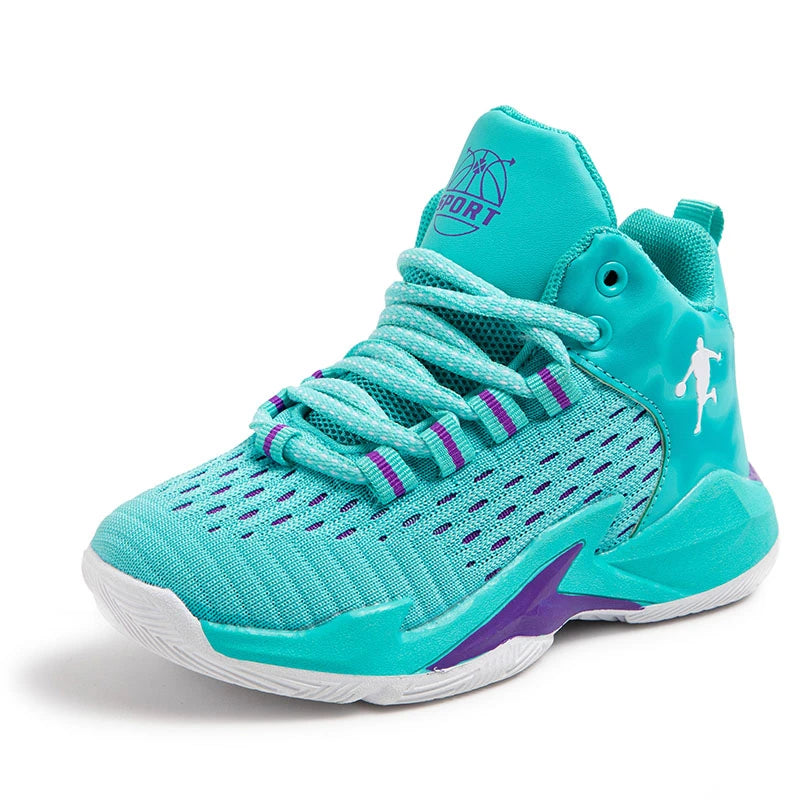 Children‘s Basketball Shoes Non-slip Breathable Basketball Training Sneakers Lace-up Boys Girls Basketball Boots Athletic Shoes