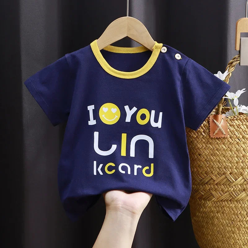 T-shirts Kids Toddler  Children's Clothing Cartoon Print Cotton Tee Tops Boys and Girls Clothes Baby Summer