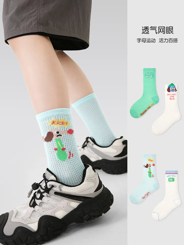 Kids Summer Socks Children's Socks Boys Girls Cartoon Pattern Thin Cotton Mesh Socks 4 Pairs/Lot Baby Calf Socks