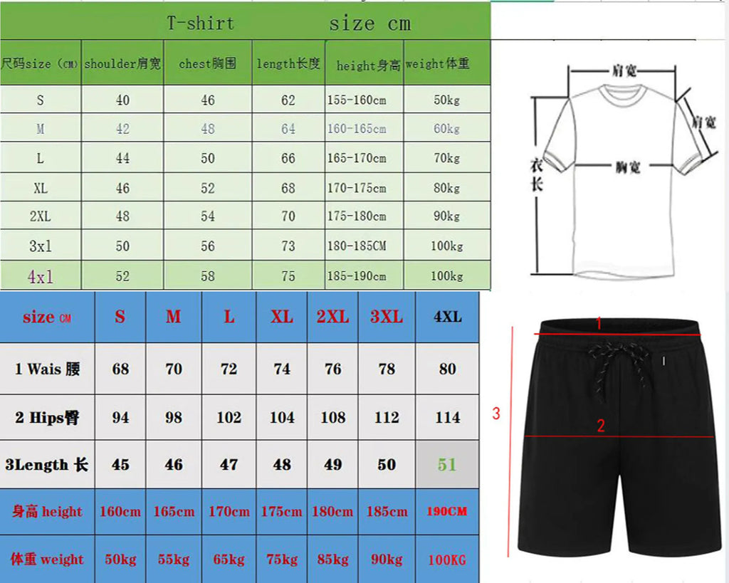 Men's sports short sleeved shirt shorts plus size breathable basketball sportswear letter printed T-shirt shorts two-piece set