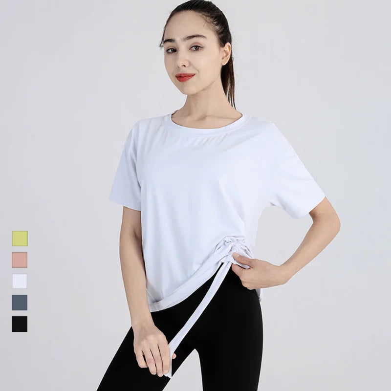 Sports Blouses Woman Dance Sports Practice Clothes Loose Fit Top for Fitness Female Short Sleeve Tee Training T-shirt for Women