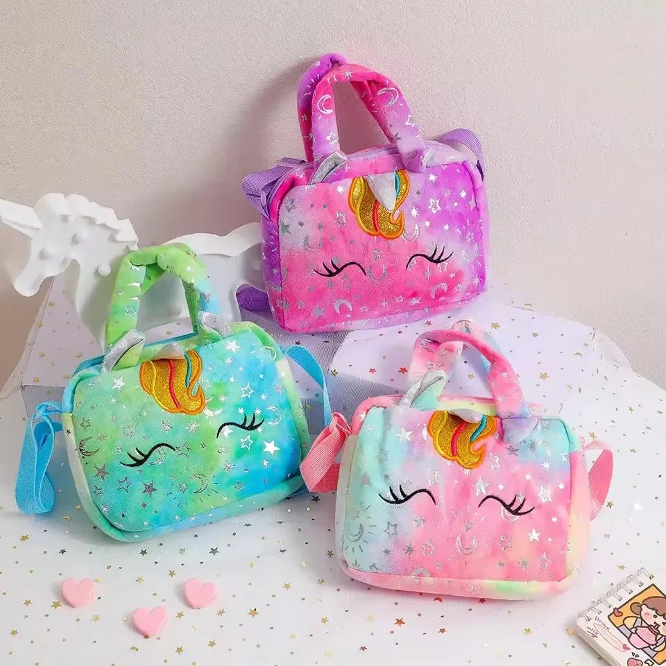 new Handbags Children Lovely Crossbody Bag Kids Girls Small Purse Colorful Plush Single Shoulder Storage Bag