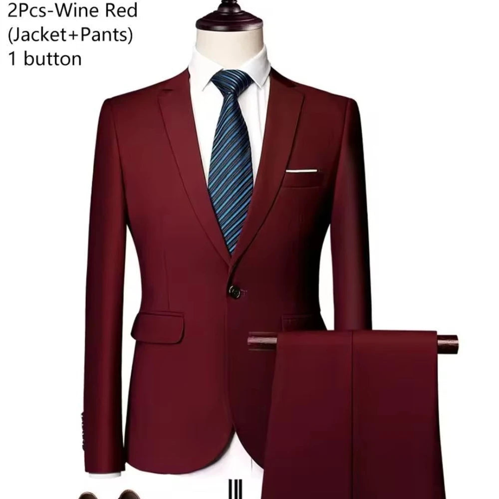 Men Suits Set  2 Pieces Jackets Pants For Wedding Elegant Slim Fit Blazers Formal Outfit Fashion Classic Full 2025 Costume