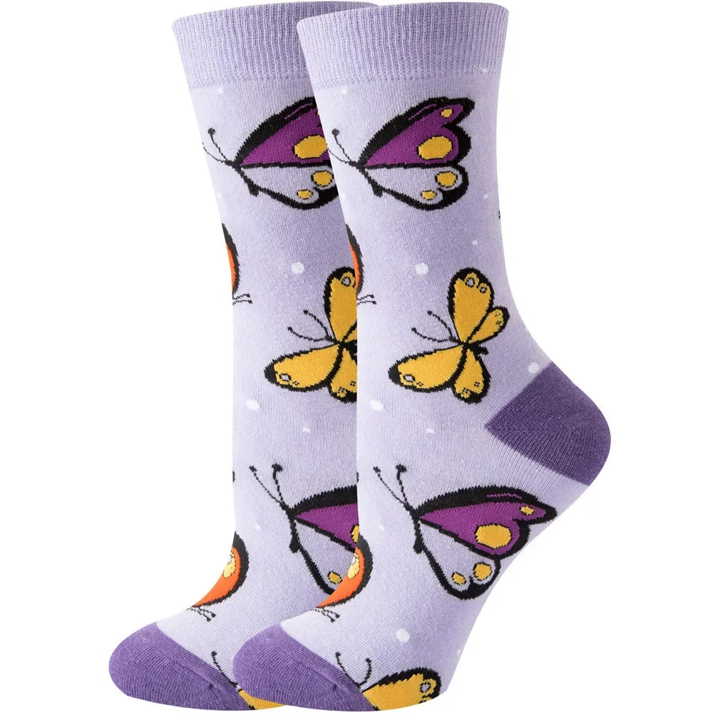 Cute Women Socks Cartoon Animal Food Fruit Socks Kawaii Funny Trendy Socks Happy Harajuku Casual Autumn Spring Stocking