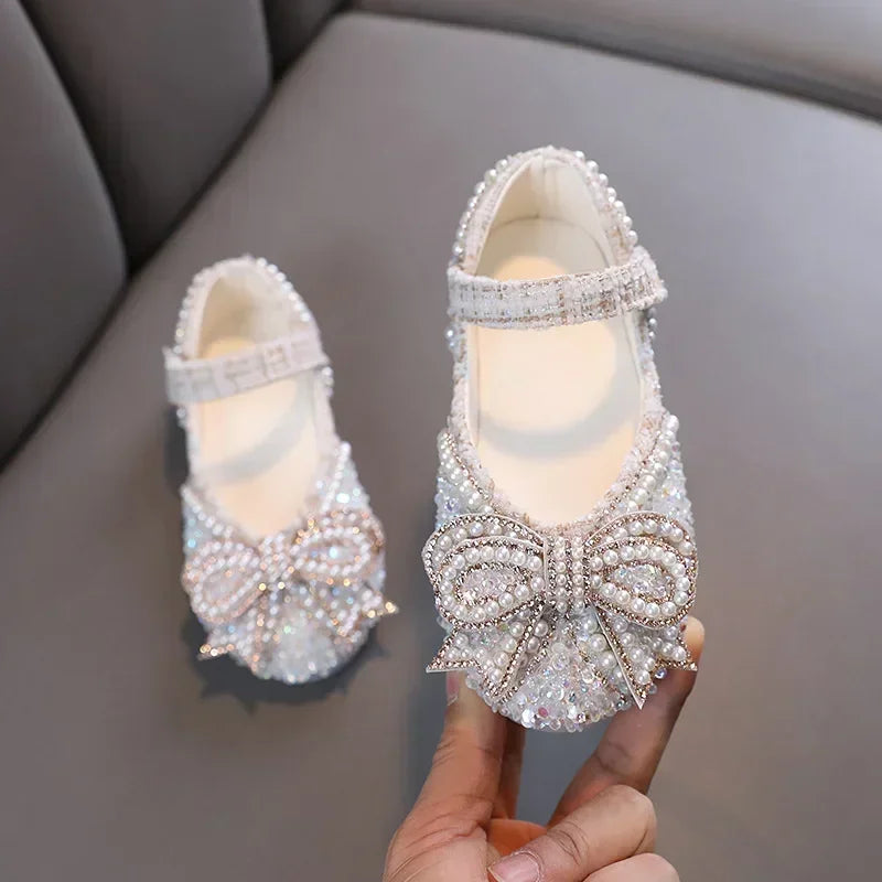 Kids Girls Sandals Fashion Sequins Rhinestone Bow Girls Princess Baby Girl Shoes Children Flat Sandals Size 21-36
