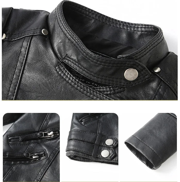 2-12Y NEW YEAR Boys Girls Red Rock Motorcycle Pu Leather Jacket Children Waterproof Windproof Coat Kids Street Photography Wear