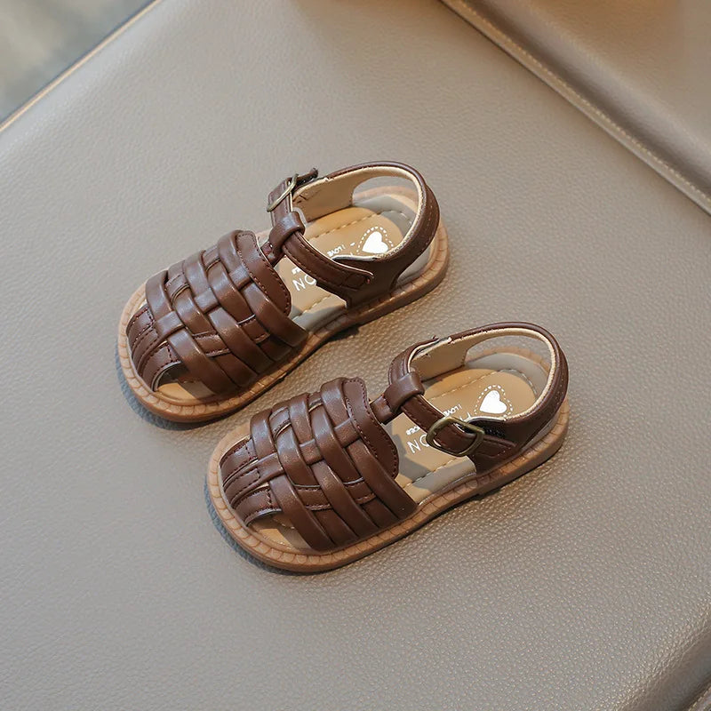 Kids Sandals 2026 Summer Sandals for Boy Fashion Children Cut-Outs Beach Shoes Braided Style Causal Walking Flat Sandals