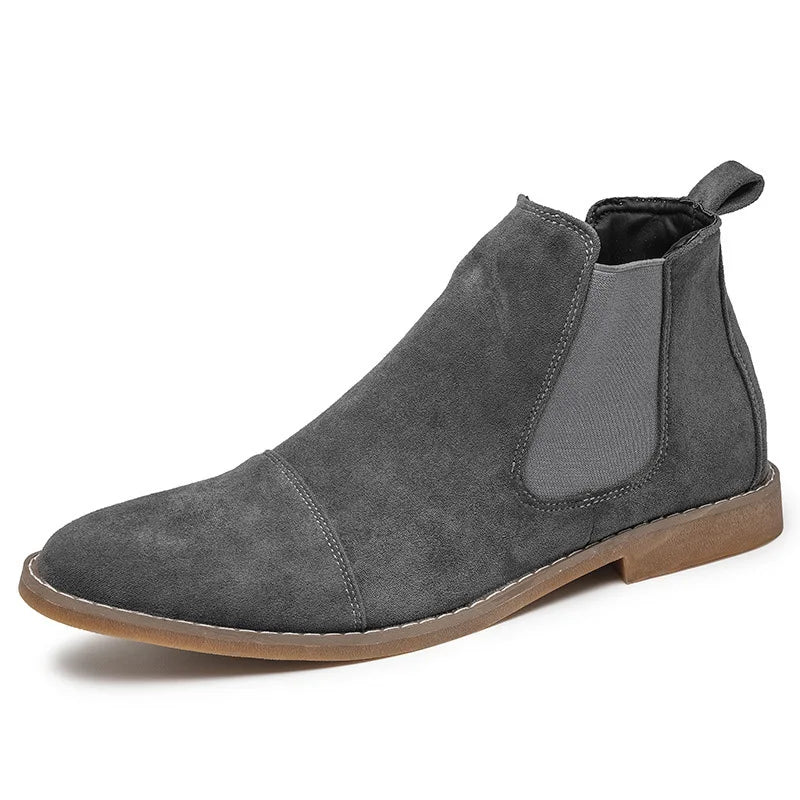 Fashion Yellow Chelsea Boots Men Pointed Comfortable Dress Boots Men Slip On Cheap Men's Suede Shoes Zapatos Hombre Casual