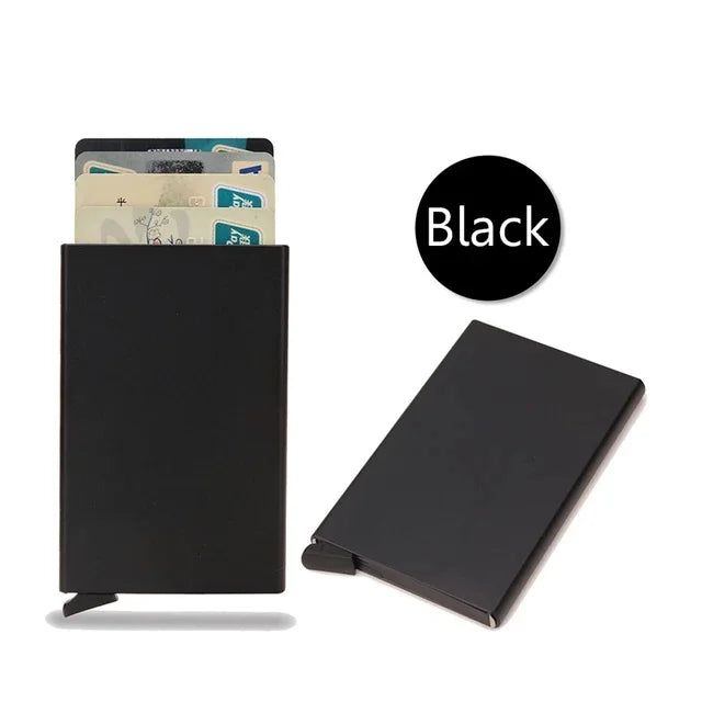 Smart Wallet Card Holder Metal Thin Slim Men Women Wallets Pop Up Minimalist Wallet Small Black Purse Vallet Walets for Men