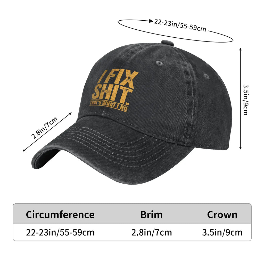 I Fix Shit That's What I Do Tshirt Mechanic Father Dad Baseball Cap Men Adult Print Hip Hop Hats Summer Baseball Caps