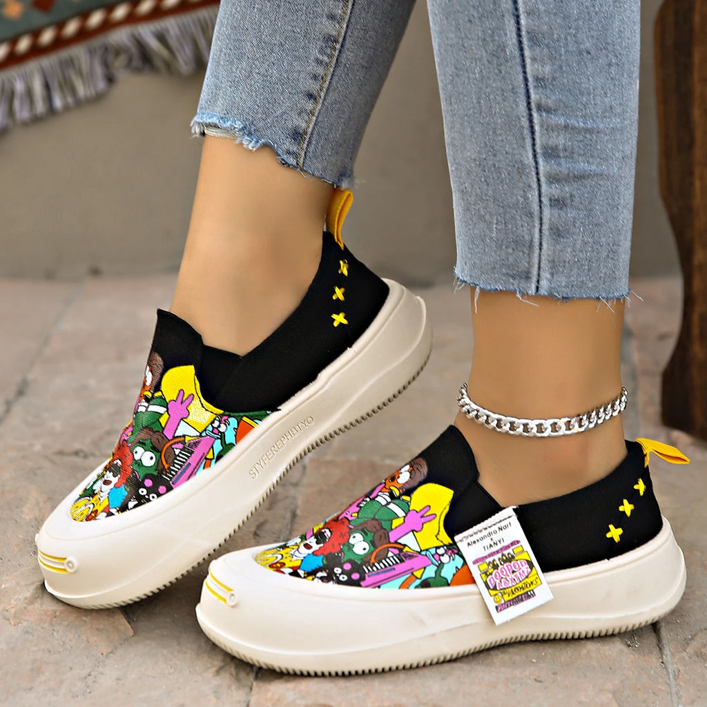 2025 New Women Flat Sneakers Casual Fashionable Canvas Shoes Women Style One Step Walking Sneakers Women Summer Zapatos De Mujer