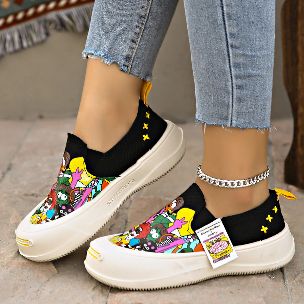 2025 New Women Flat Sneakers Casual Fashionable Canvas Shoes Women Style One Step Walking Sneakers Women Summer Zapatos De Mujer