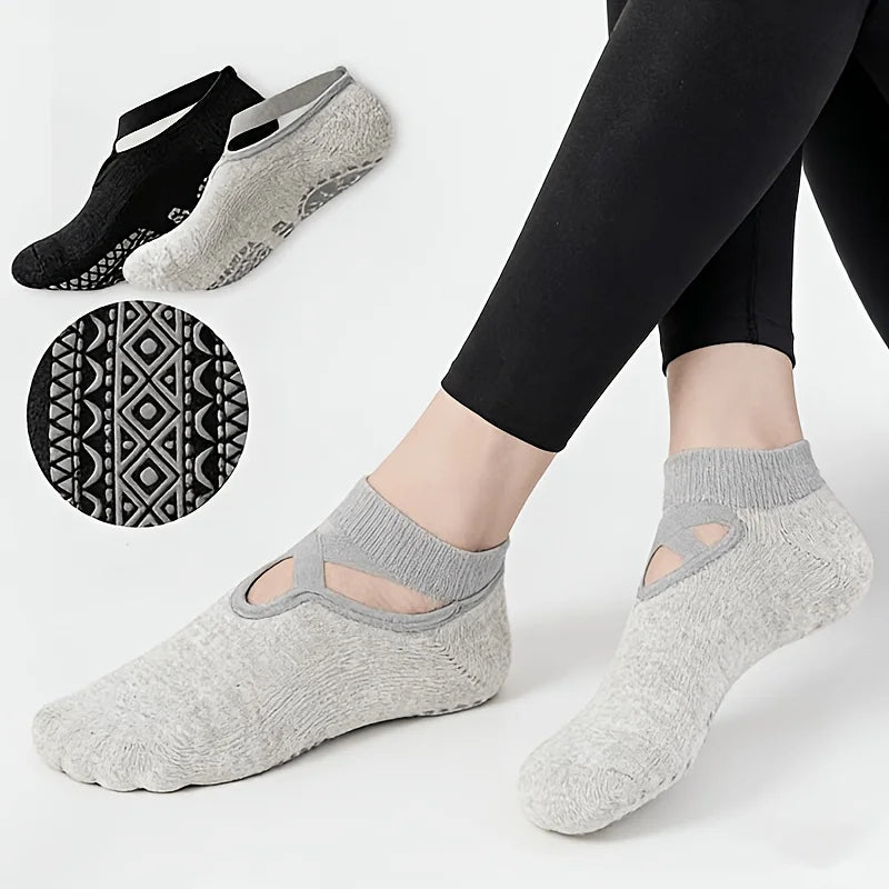 Yoga Socks for Women Non Slip Cross Strap Pilates Socks Breathable Anti-skid Barre Ballet Dance Gym Fitness Sports Socks