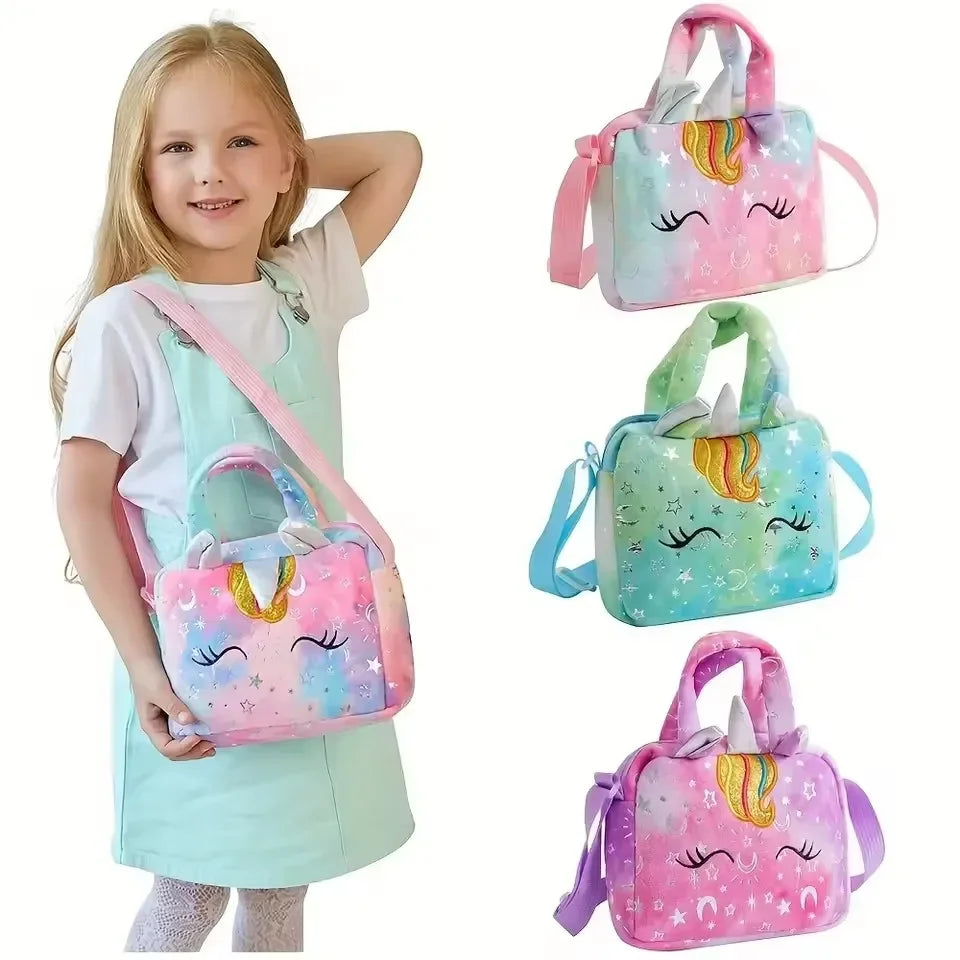 new Handbags Children Lovely Crossbody Bag Kids Girls Small Purse Colorful Plush Single Shoulder Storage Bag