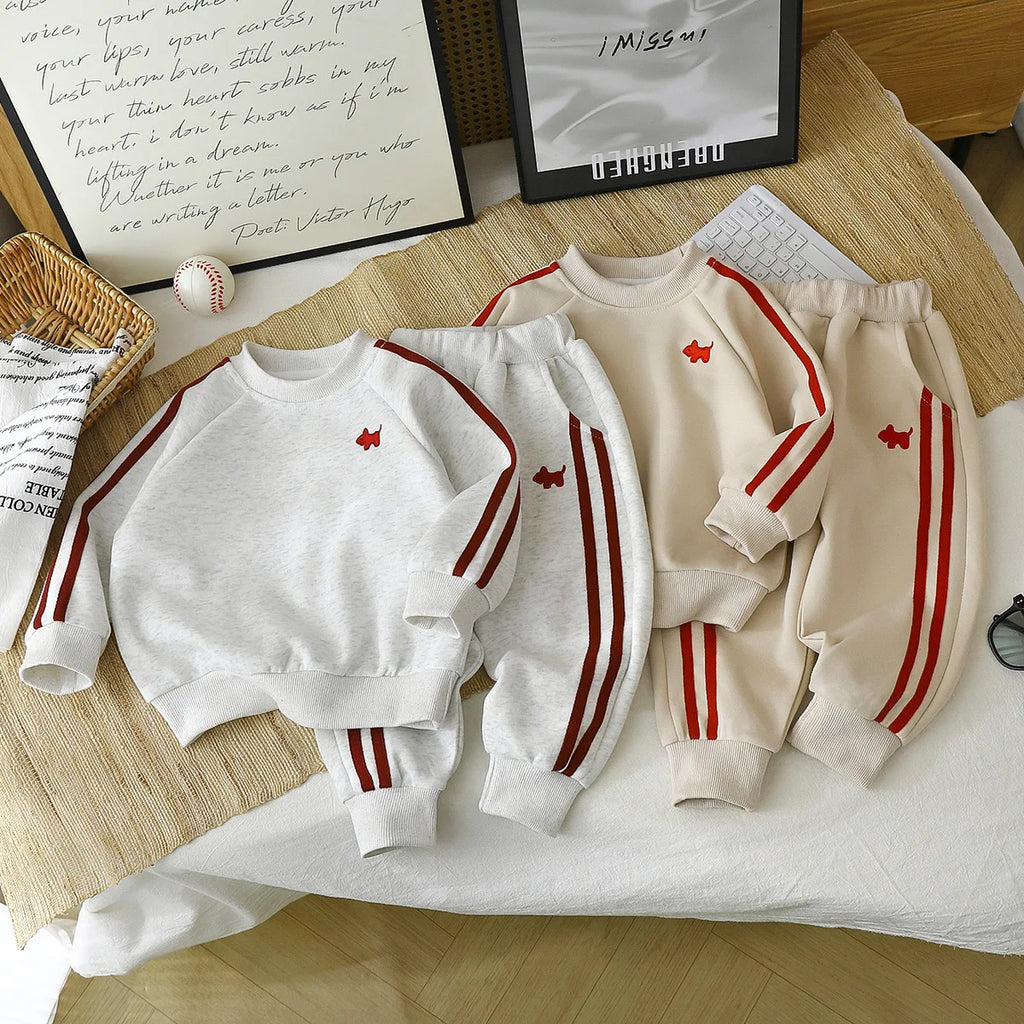 Children Clothing Sweatshirt Set New Autumn Baby Boy Girls Puppy Embroidery Long Sleeves Pullover Tops+Pants 2Pcs Kids Tracksuit