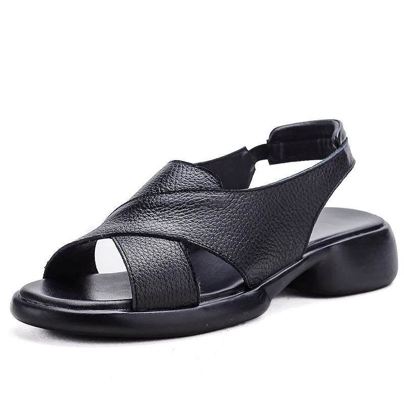 Sandals for Women - 2026 New Design - Top-grain Cowhide Women's Thick-soled Sandals Luxury Sandals Women Designers Ladies Shoes