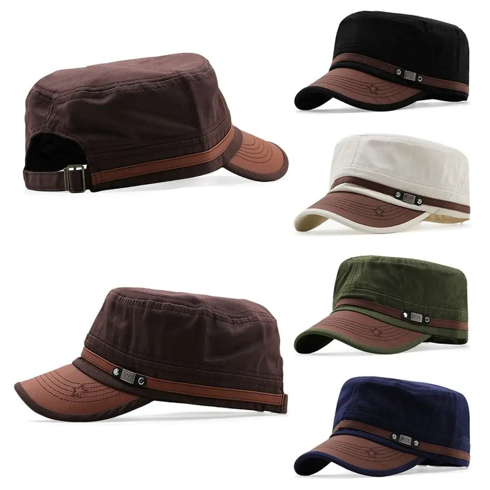 Hat Men Unisex  Hat Baseball Cap Cotton Cadet Hat   Breathable Combat Fishing Flat Adjustable Cap