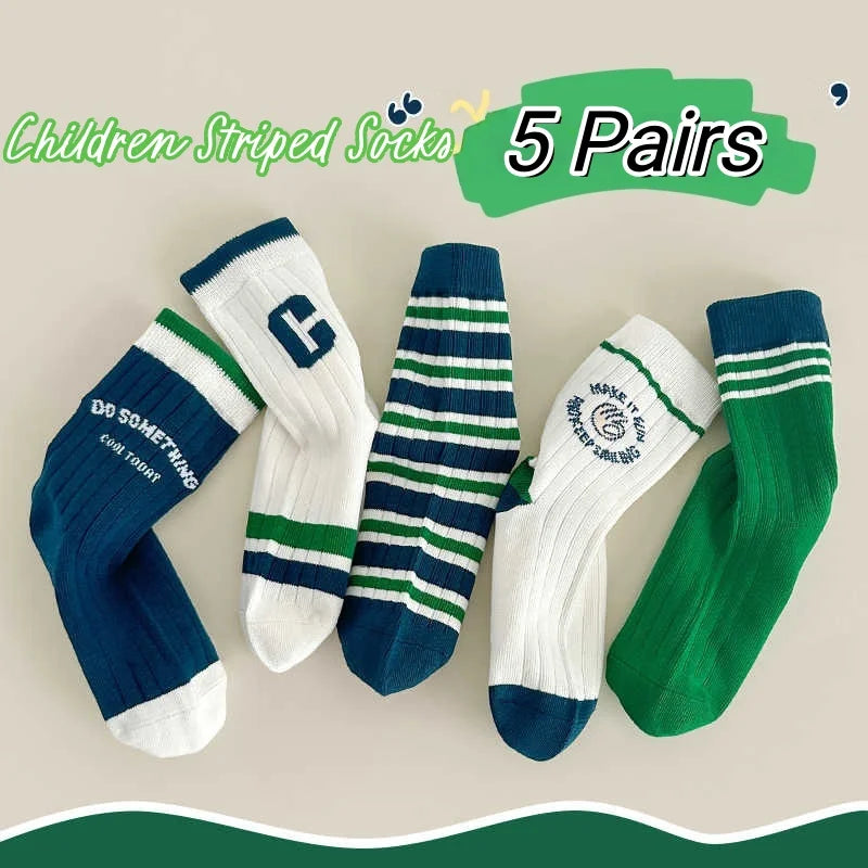 5 Pairs Children's Socks Spring Autumn Socks Kids Boys Cotton Socks Baby Cartoon Pattern Medium Sock