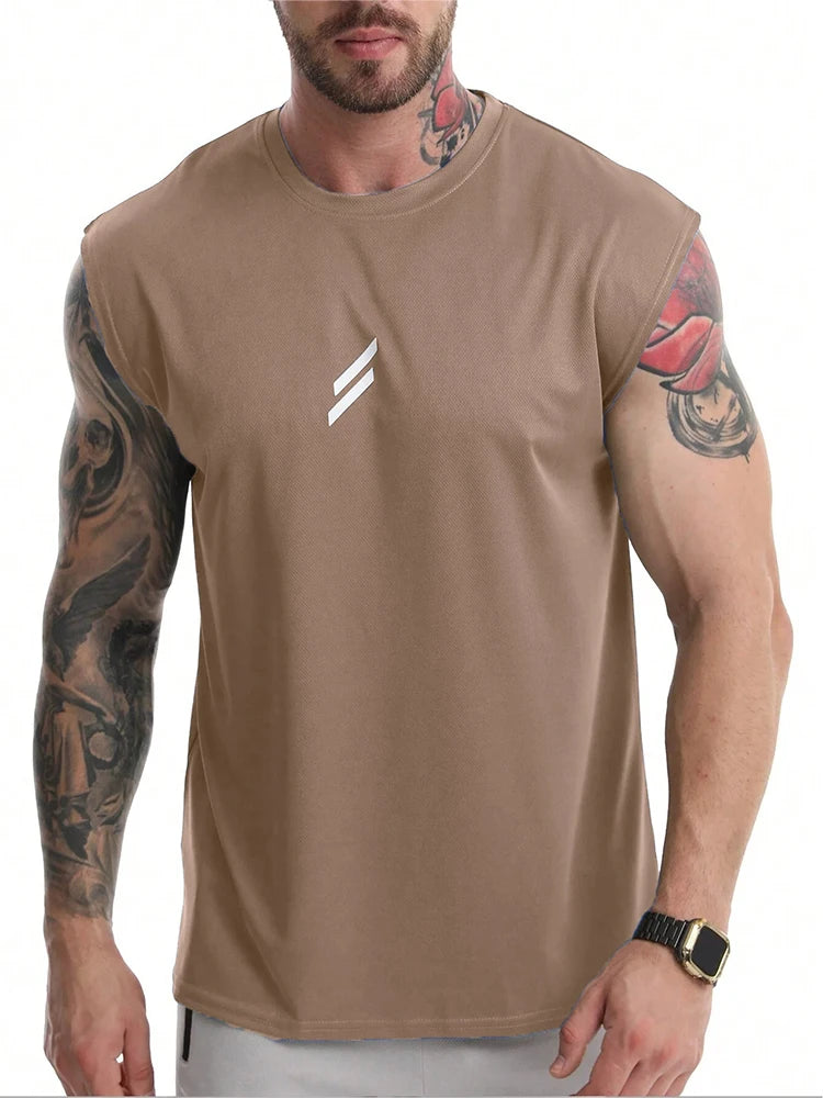NEW Summer Fitness Sports Tank Top Men Breathable Loose Mesh Training Sleeveless T-shirt Quick Drying Vest Male Fitness Clothing
