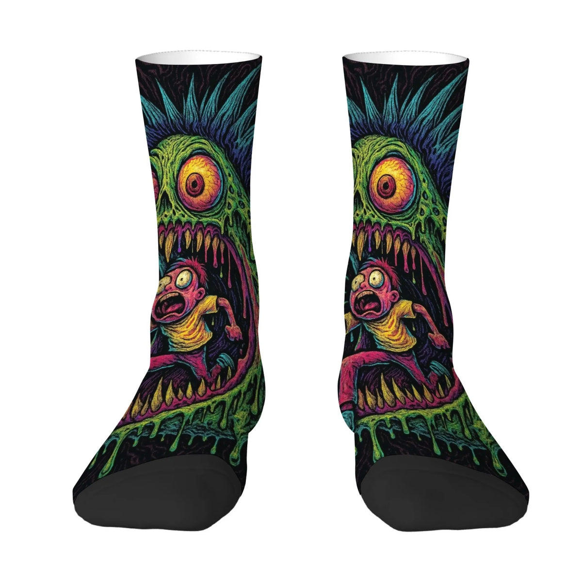 1 Pair Amusing Horror  Quirky Classic Horror Socks for Men Featuring A Retro Harajuku Street Style Perfect Funny Unique Gift