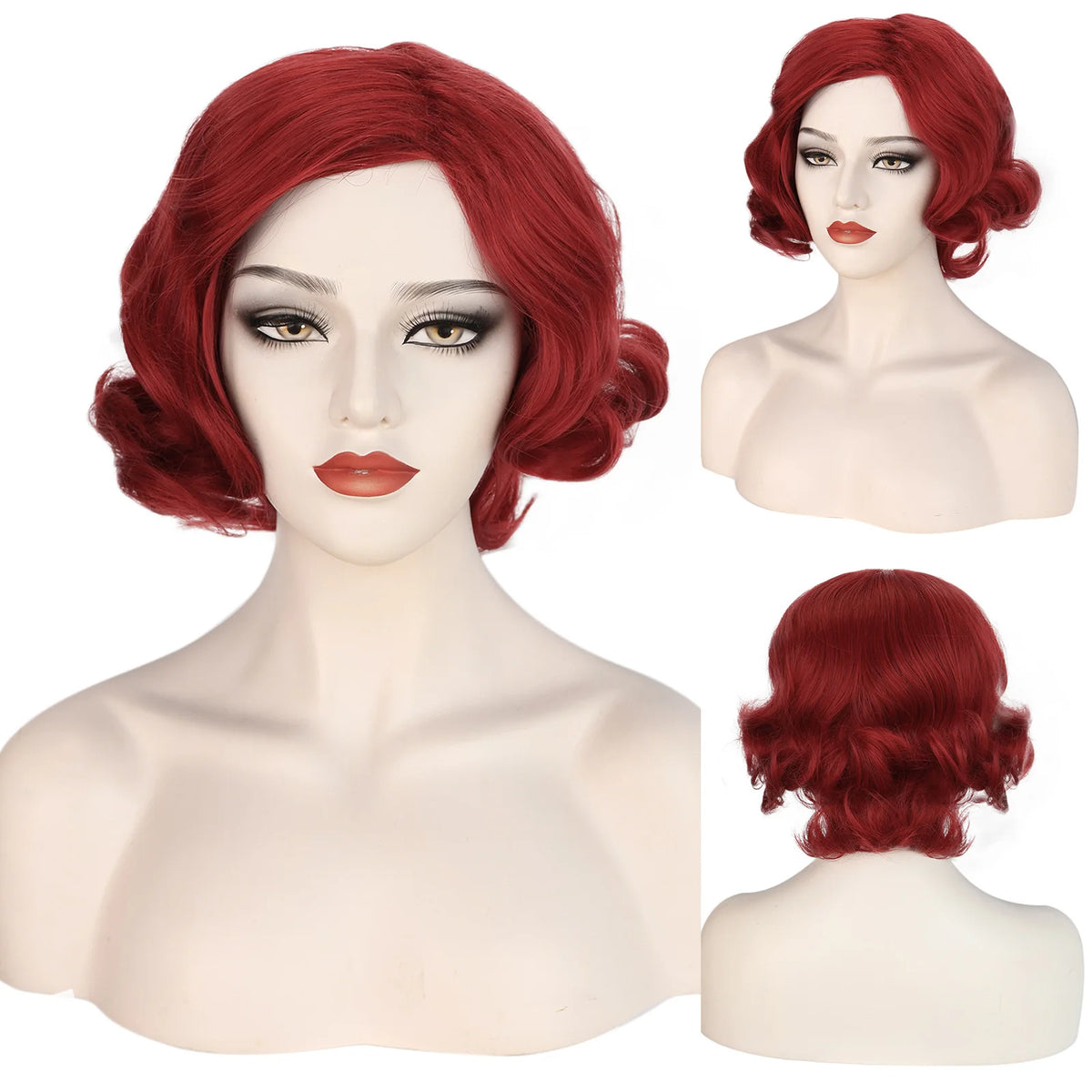 Women 1920s Wave Wig Vintage Flapper Multi Colored Cosplay Wig Synthetic Short Curly Hair Halloween Party Prop