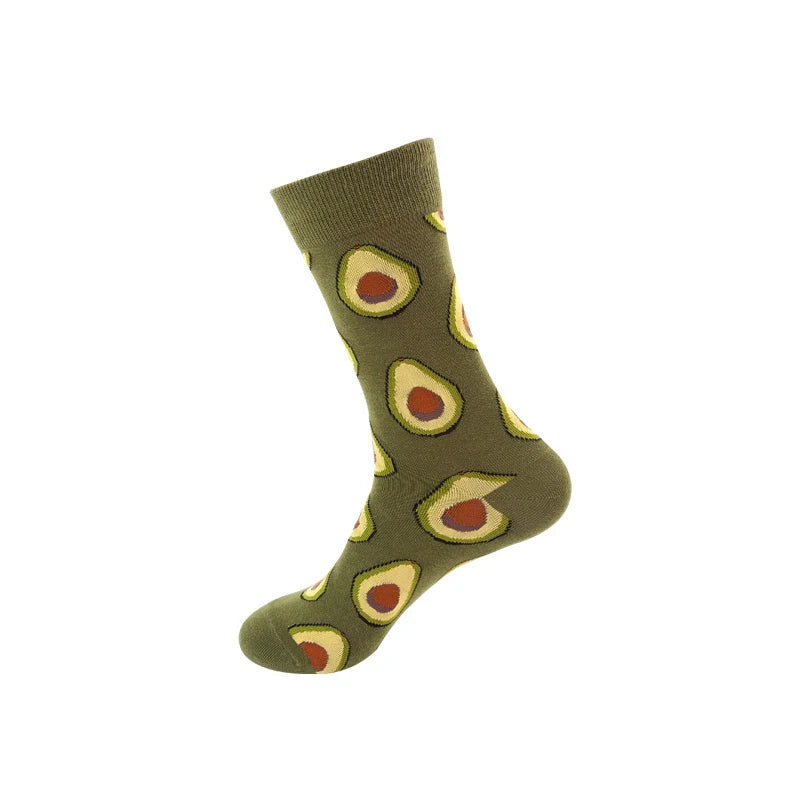 High Quality Funny Socks Women Men Cartoon Socks Seafood Eggs Avocado Sushi Sokken Calcetines Unisex Hip Hop Skateboard Socks