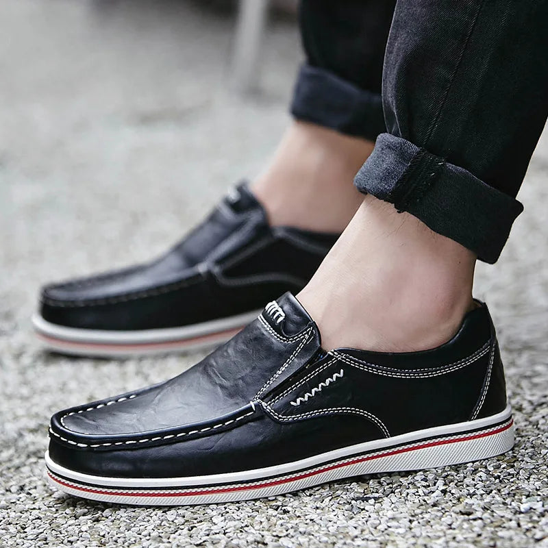 Plus Size Men's Loafers Outdoor Comfort Flat Moccasin Shoes Men's Genuine Leather Casual Party Driving Shoes Zapatos De Hombre