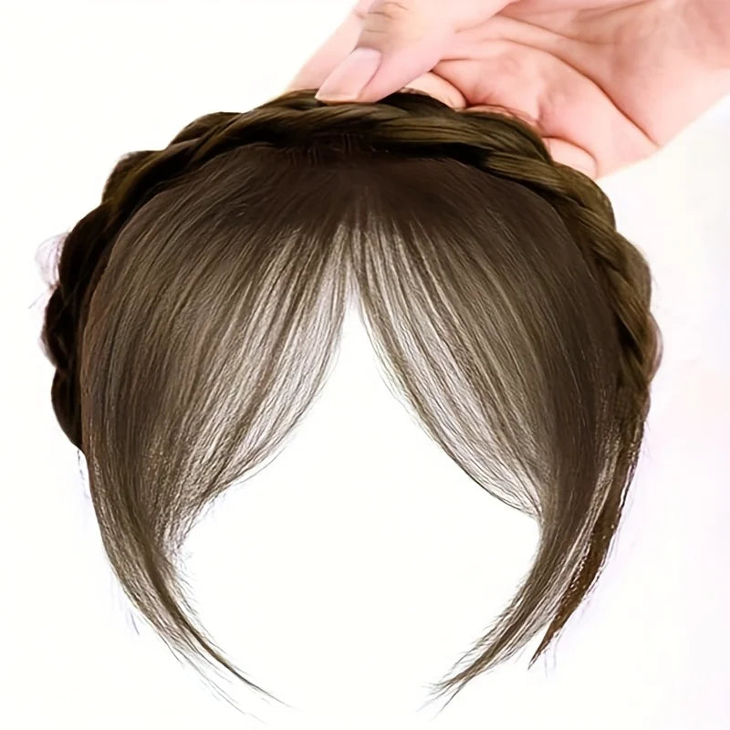 Wig Twist Braids Headbands Eight-character Bangs One-piece Hairpin Cover White Hair Natural Hair Volume on The Top of The Head