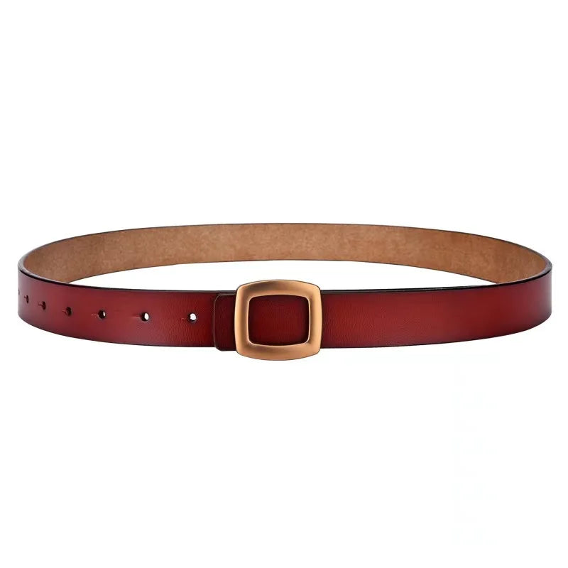 2021 New Belts for Women Genuine Leather Luxury Designer Jeans Belt Female Waistband Fashion Square Metal Buckle Belt Lady Black