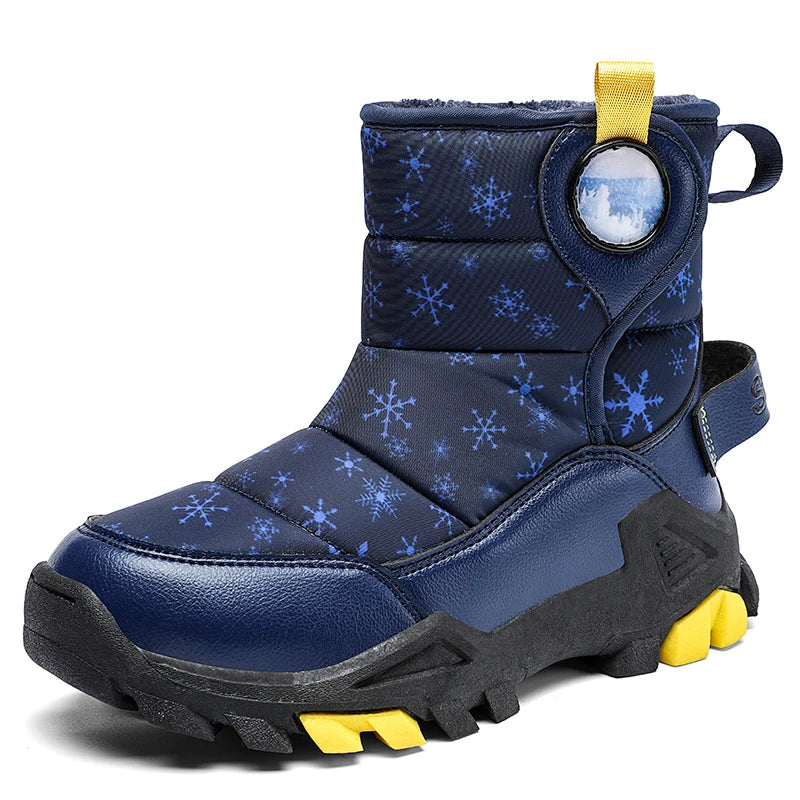 Children Boots for Girls Boys Shoes Winter PU Leather Waterproof Baby Boots Fashion Toddler Kids Shoes Warm Plushr Snow Boots