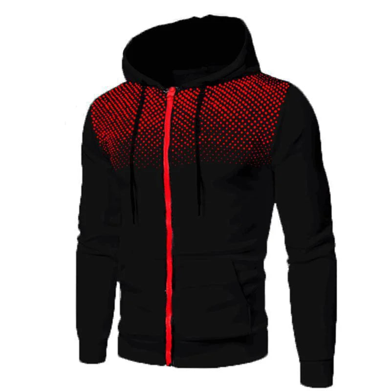 Men's Zip Up Hoodie wave point Print Hooded Sweatshirt Outdoor Casual Slim Fit Men Spring Autumn Zipper cardigan Hoodie men tops