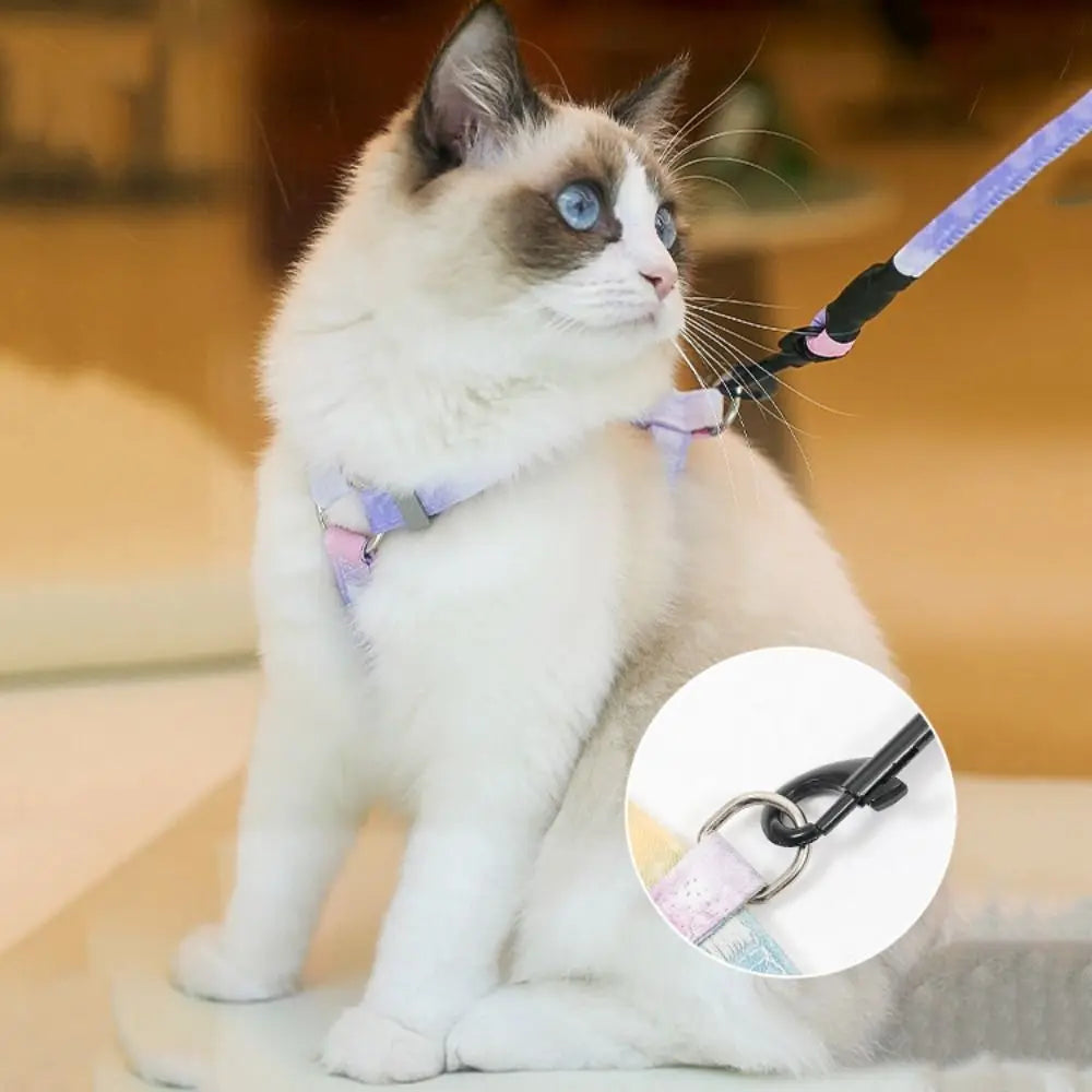 Pet Supplies Adjustable Cat Harness and Leash Set Gradient Escape Proof Pet Harness Lightweight Soft Kitten Strap Collar Puppy