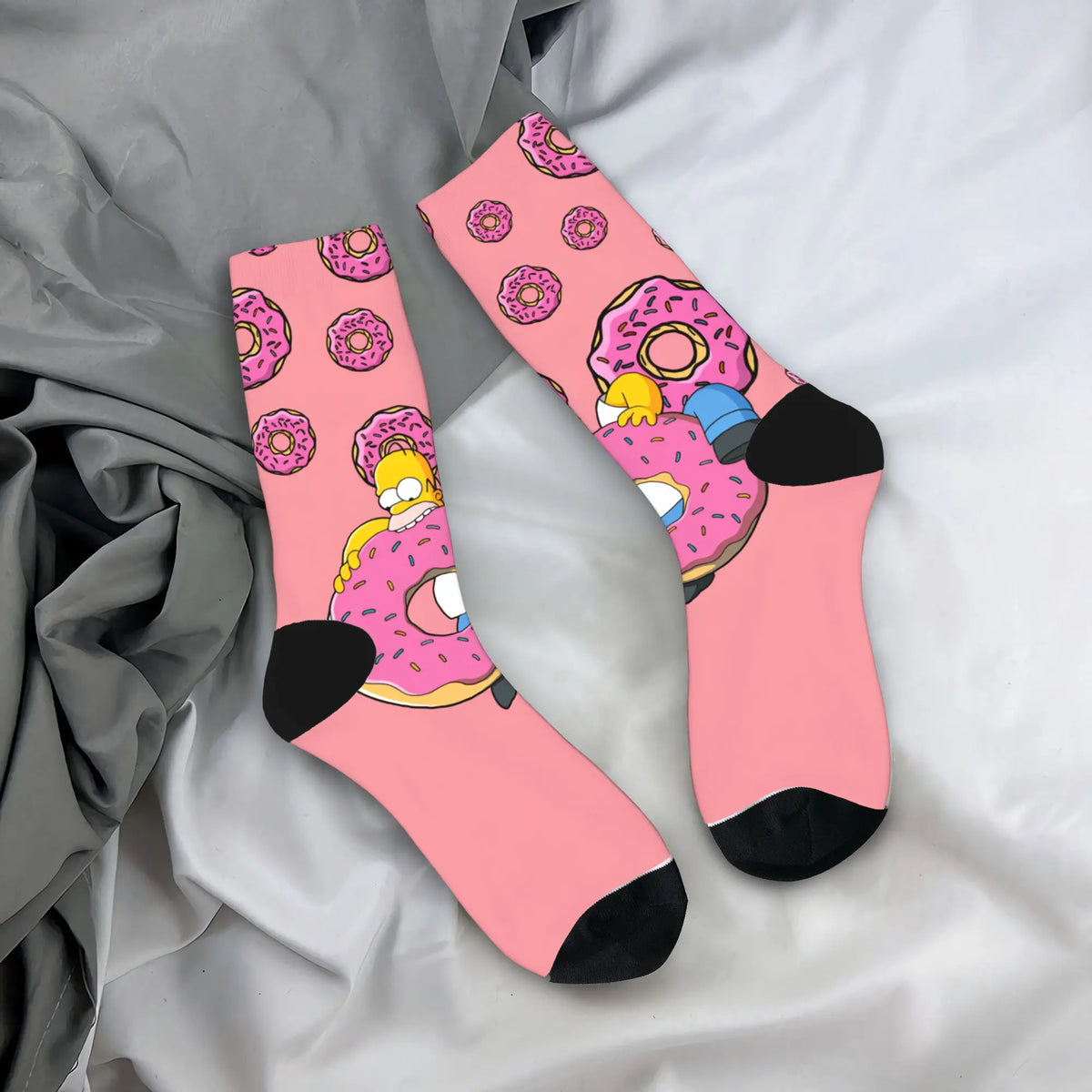 Homer S-Simpsons And Friends Meme Stockings Novelty Socks Unisex Men Breathable Socks Autumn Running Pattern Anti Socks Gift