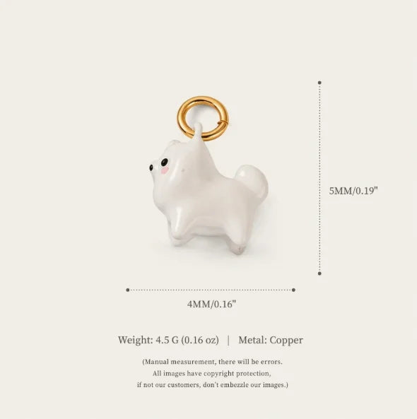 New Fashion Cartoon Small Animal Accessories Pet Dog DIY Necklace for Women Girls Cute Enamel Little Dog Necklace DIY Accessory
