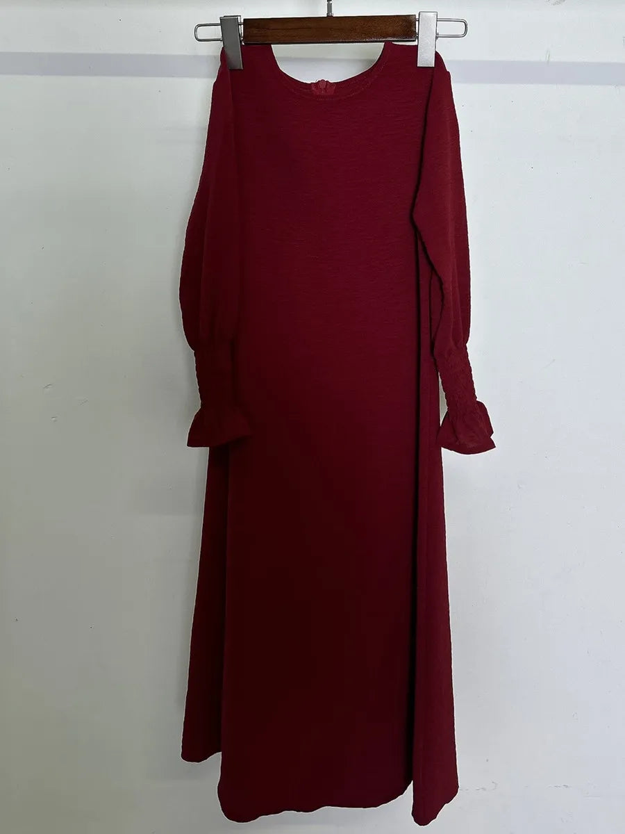 Muslim Kids Girl Dubai Abaya Ruffle Solid Long Dress Modest Ramadan Robe Kaftan Femme Musulmane Islamic Clothing African Dresses